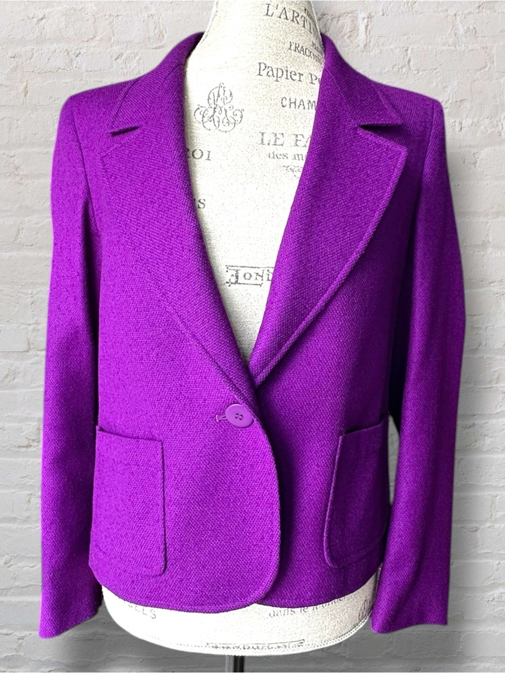 JAEGER London Vintage Royal Purple Wool Power Blazer Jacket 10 M Great Britain